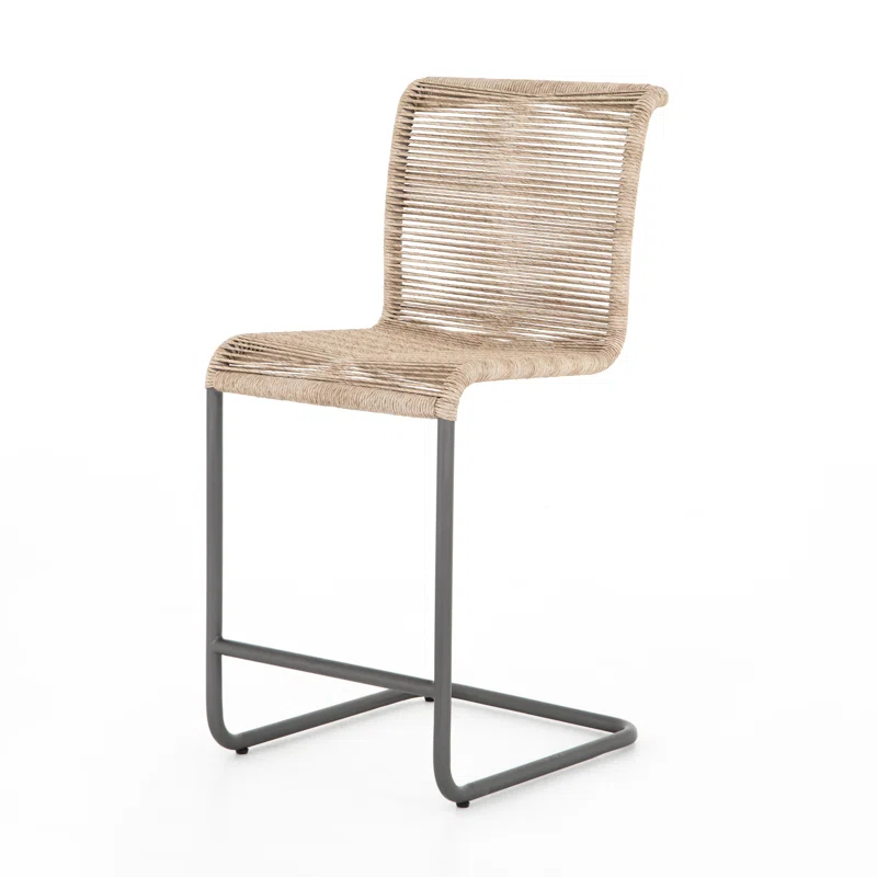 Grover 40" Brown Wicker and Iron Counter Stool