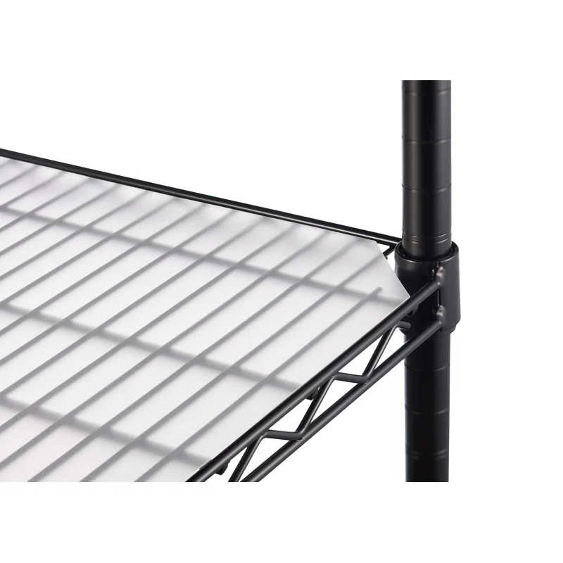TRINITY Black 4-Tier NSF Rolling Steel Wire Shelving Unit w/ Liners & Wheels (48 in. W x 18 in. D)