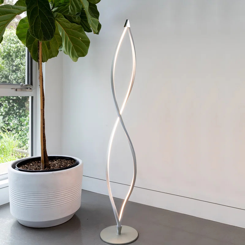 Brightech Twist 43 in. Industrial 2-Light LED Energy Efficient Floor Lamp with Built-In 3-Way Dimmer