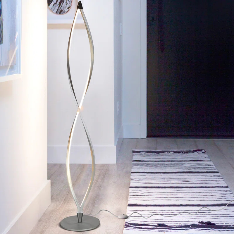 Brightech Twist 43 in. Industrial 2-Light LED Energy Efficient Floor Lamp with Built-In 3-Way Dimmer