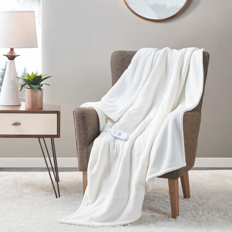 Serta Fleece to Sherpa Heated Throw