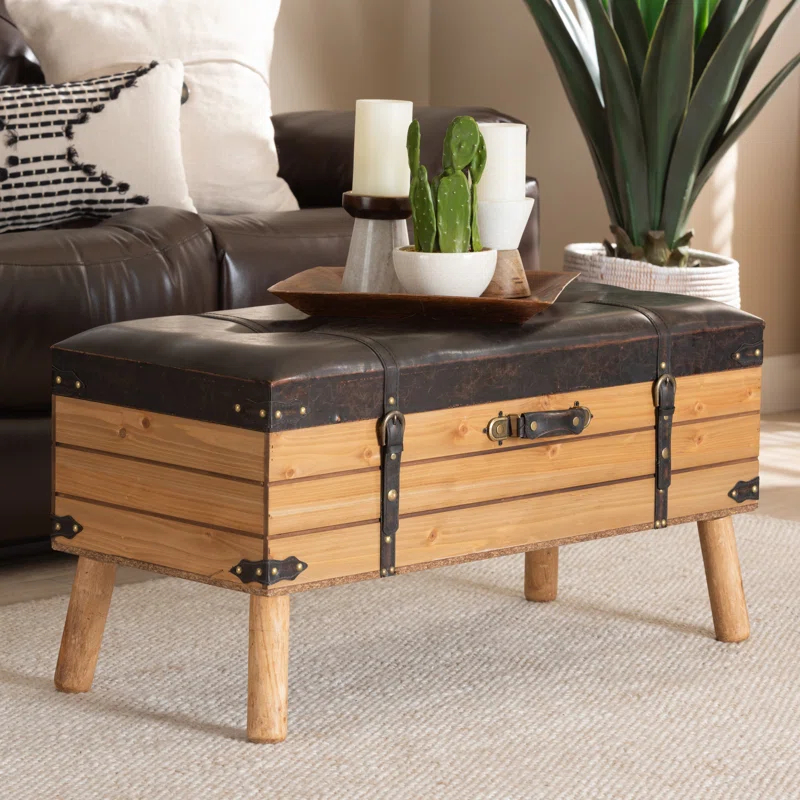 Aaleena Faux Leather Ottoman