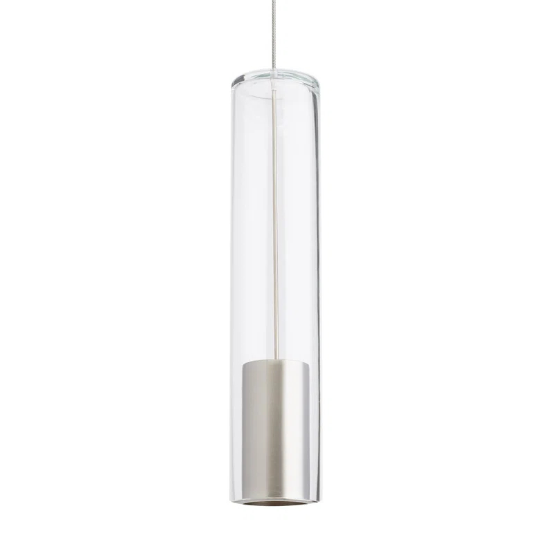 Captra Satin Nickel Mini LED Pendant Light with Clear Glass Shade