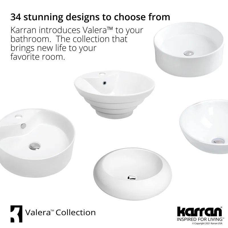 Karran Valera 17 In. Vitreous China Square Vessel Bathroom Sink