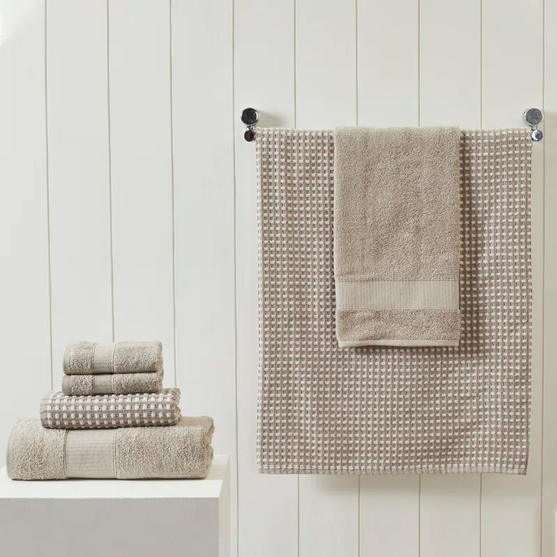 Modern Threads Drucilla 6-Piece 100% Combed Cotton Yarn Dyed Cobblestone Jacquard Towel Set