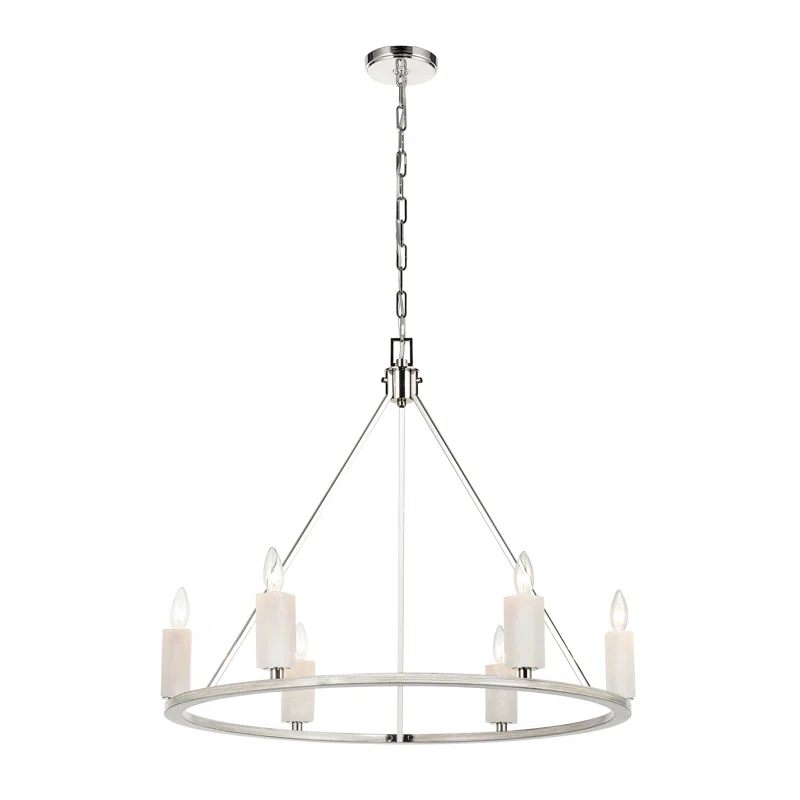 Alwitt 6 - Light Dimmable Wagon Wheel Chandelier