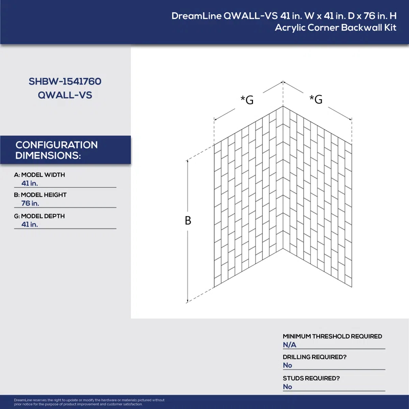Acrylic Corner Backwall Kit