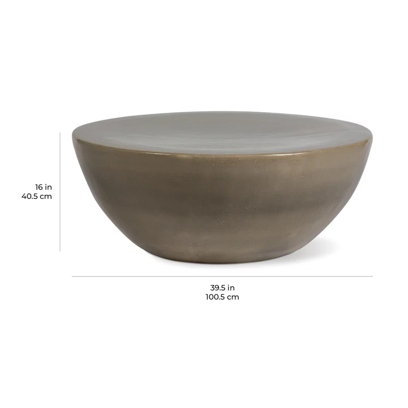 Taupe Handcrafted Ceramic Outdoor Coffee Table