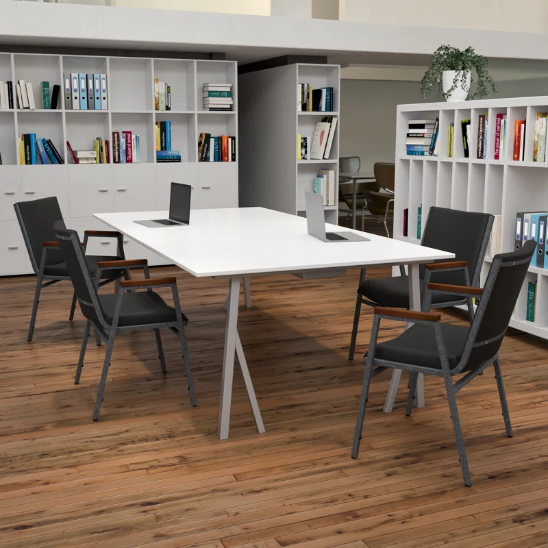 Flash Furniture Aliya Heavy Duty Stack Chair with Arms (Set of 4)