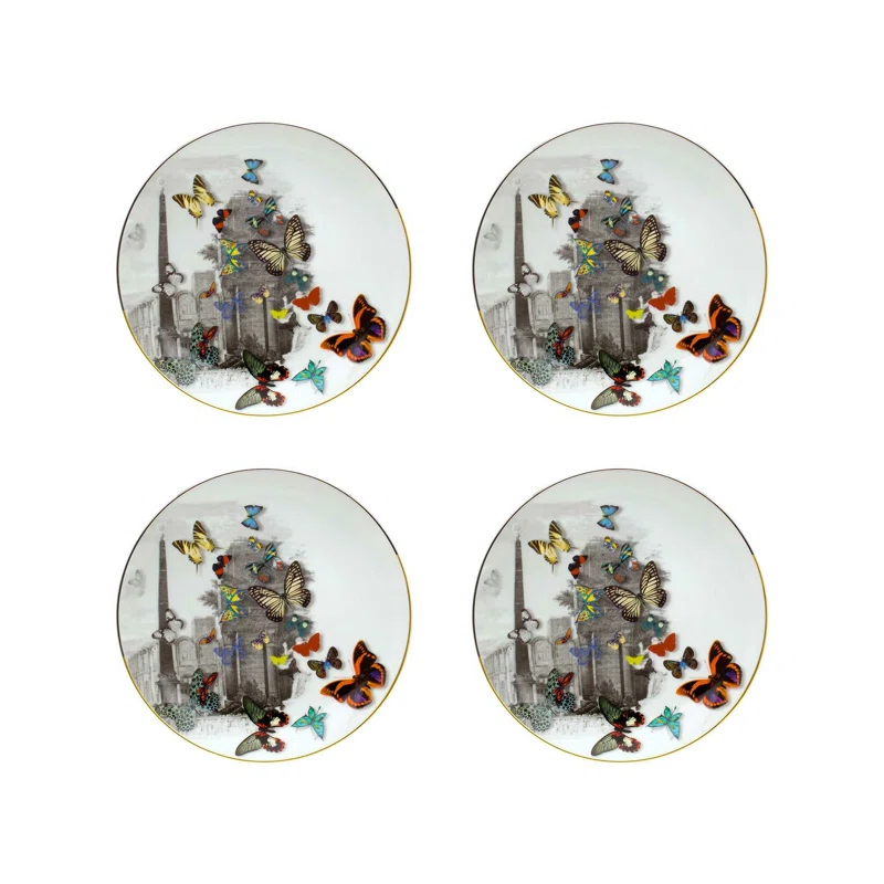 Vista Alegre 9.13'' Handmade Porcelain China Salad/Dessert Plate (Set of 4)