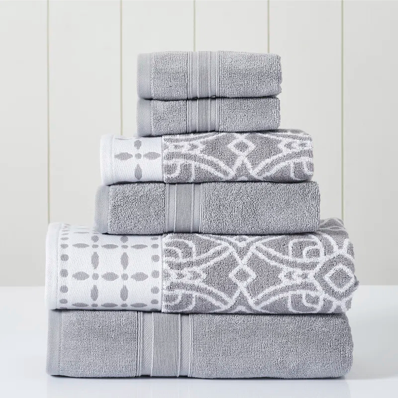 Modern Threads Modern Threads 6 Piece Set, 2 Bath Towels, 2 Hand Towels, 2 Washcloths Yarn Dyed Jacquard/Solid Towel Set Charlize