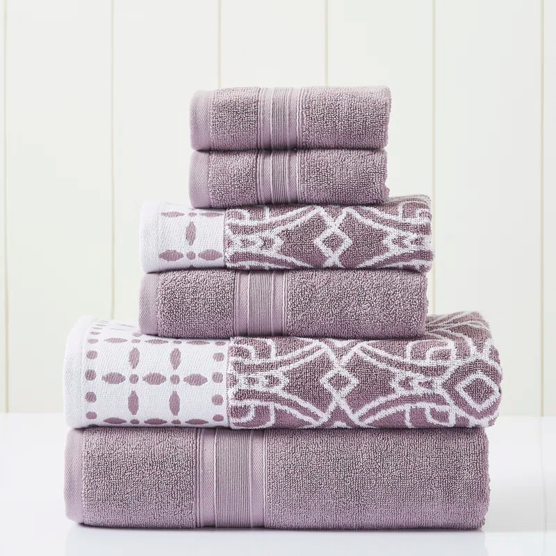 Modern Threads Modern Threads 6 Piece Set, 2 Bath Towels, 2 Hand Towels, 2 Washcloths Yarn Dyed Jacquard/Solid Towel Set Monroe