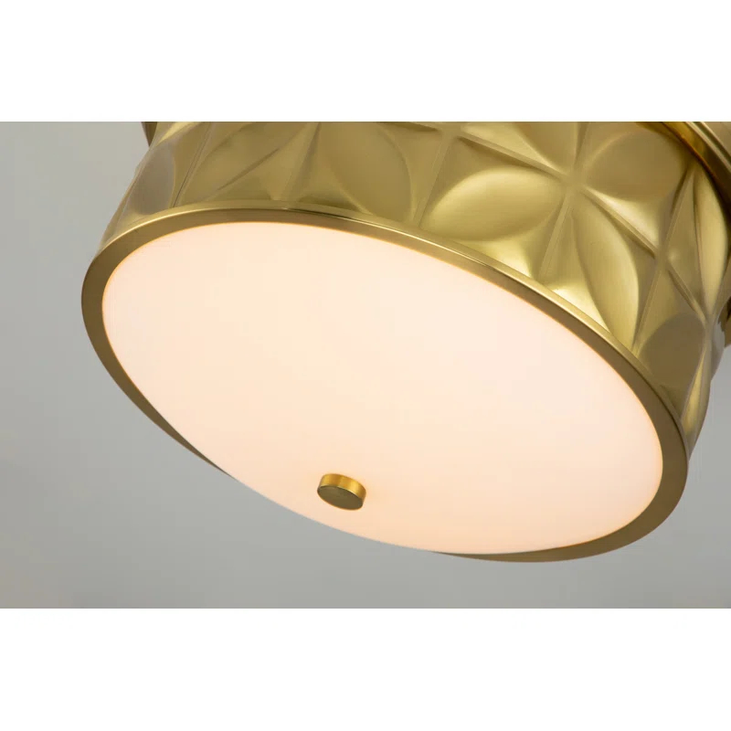 Epsilon 3-Light Aged Brass Flush Mount with Sanded Glass