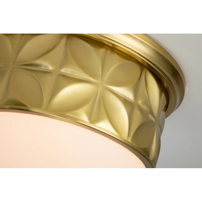 Epsilon 3-Light Aged Brass Flush Mount with Sanded Glass