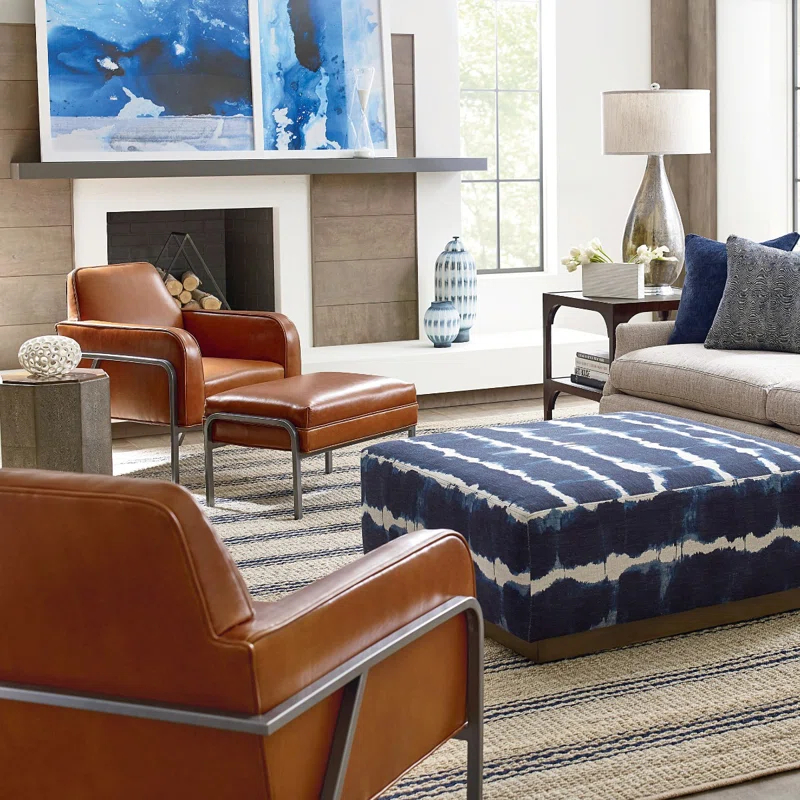 Modern Round Walnut and Faux Shagreen Coffee Table