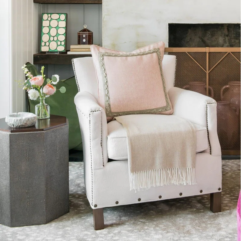 Modern Round Walnut and Faux Shagreen Coffee Table