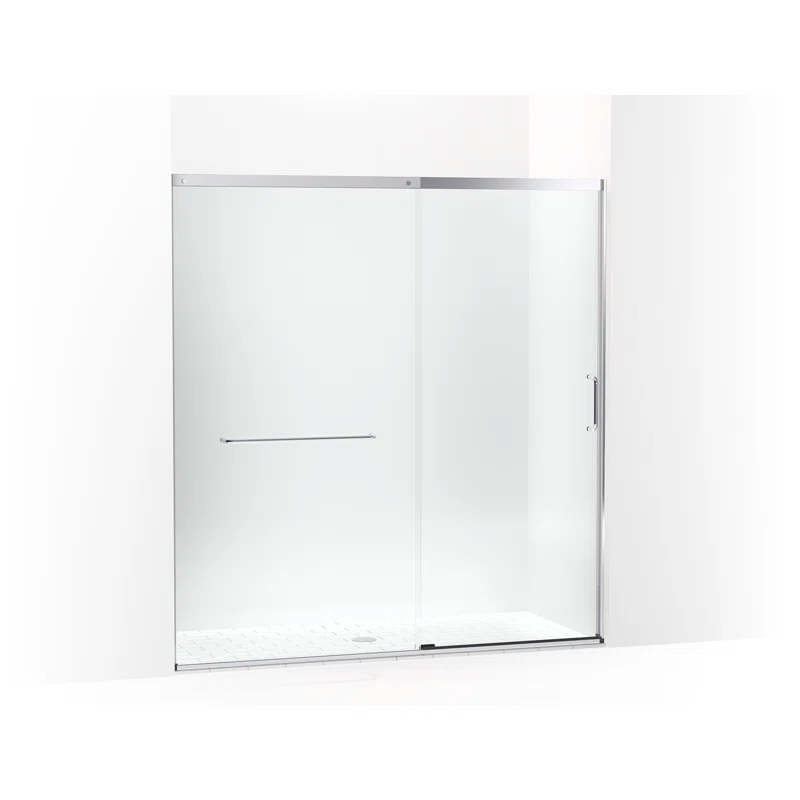 Sliding Shower Door, 75-1/2-In H X 68-1/4 - 71-5/8-In W, With Heavy 5/16-In Thick Crystal Clear Glass