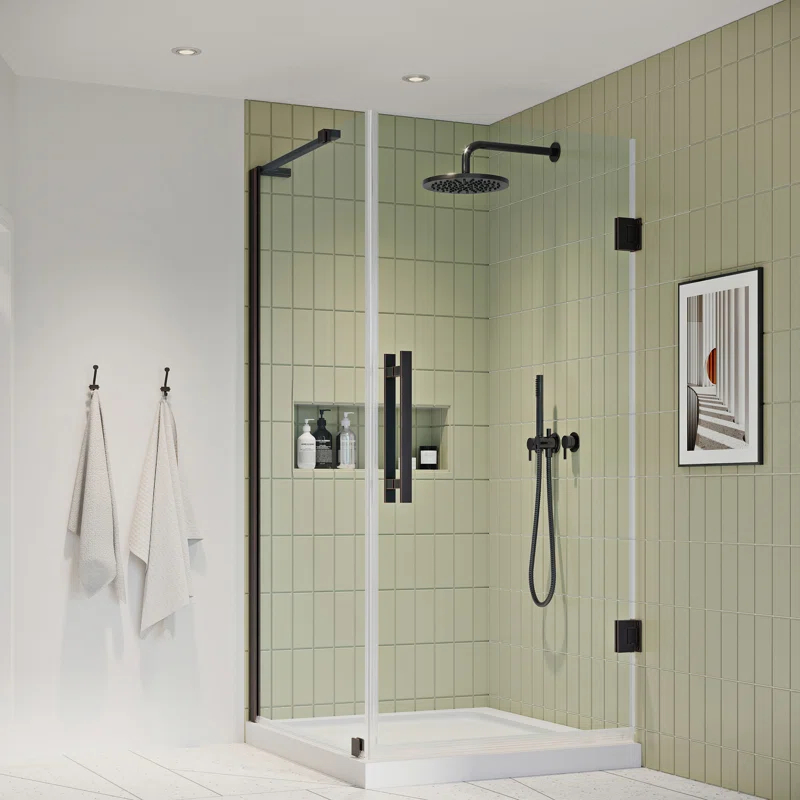 Endless Tampa-Pro 32" W x 72" H Corner Frameless Shower Kit, Door, Panel, Base