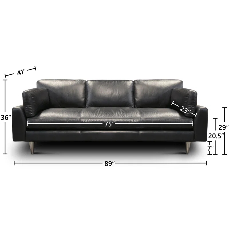 Hello Sofa Home Skyline 89'' Leather Sofa