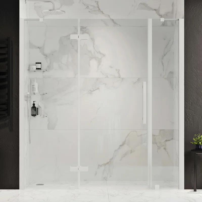 Endless Tampa 72" W x 72" H Alcove Frameless Shower Kit, Door, 2 Panel, Shelves