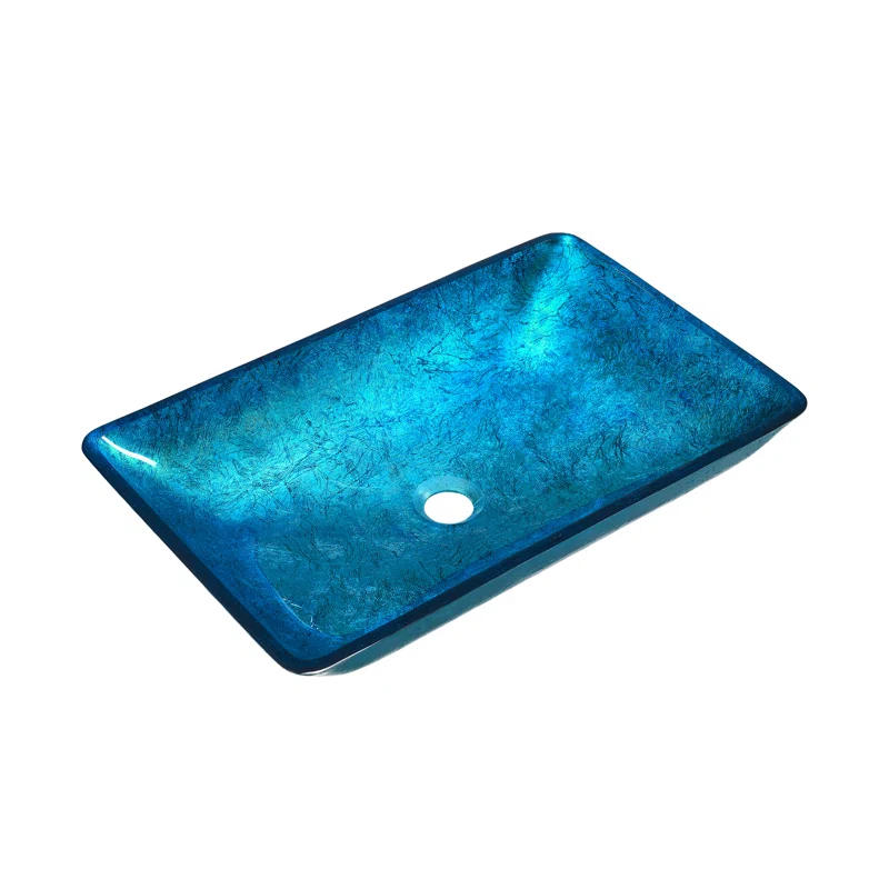 Cascade Rectangular Glass Vessel Sink with Faucet