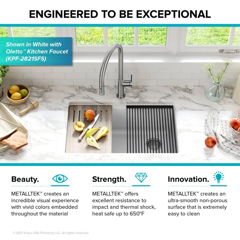 Kraus Bellucci 32 in. Undermount Quartz Composite Single Bowl Kitchen Sink with Accessories