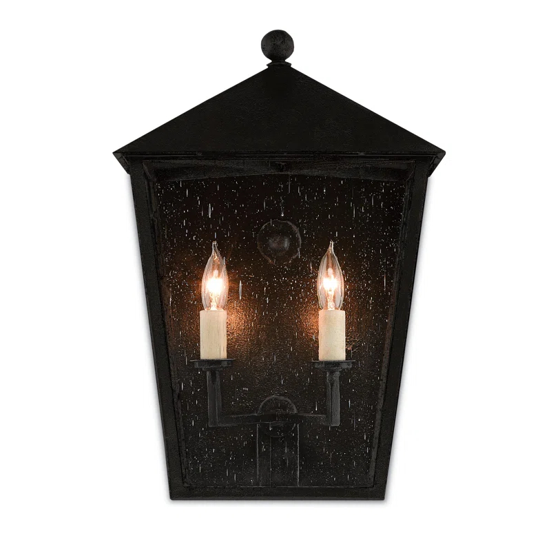Midnight Black Iron 2-Light Outdoor Wall Lantern