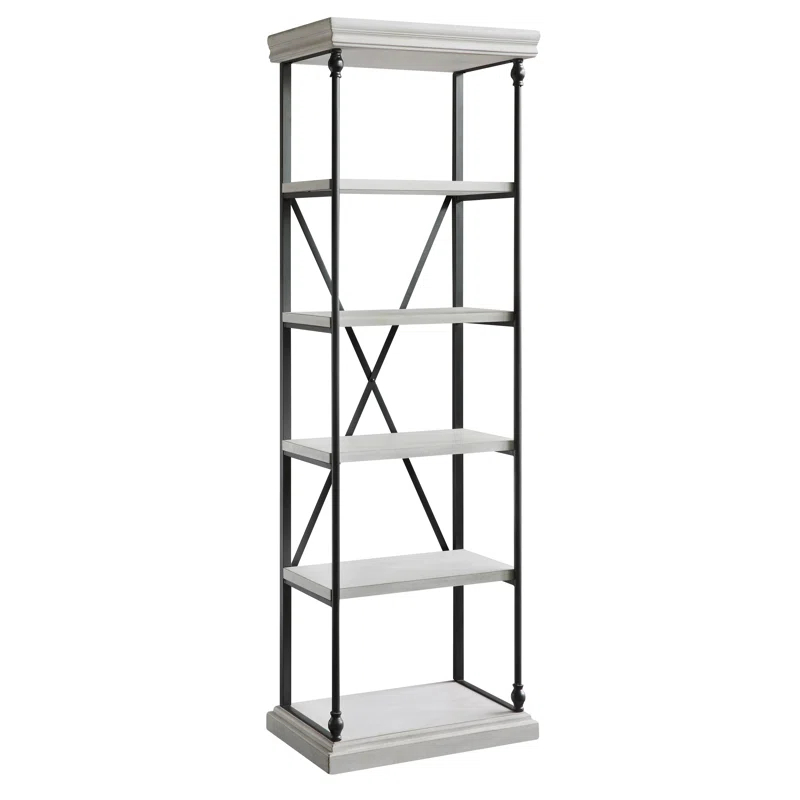 Rosalind Wheeler Bork 77" H x 24" W Iron Etagere Bookcase | Wayfair