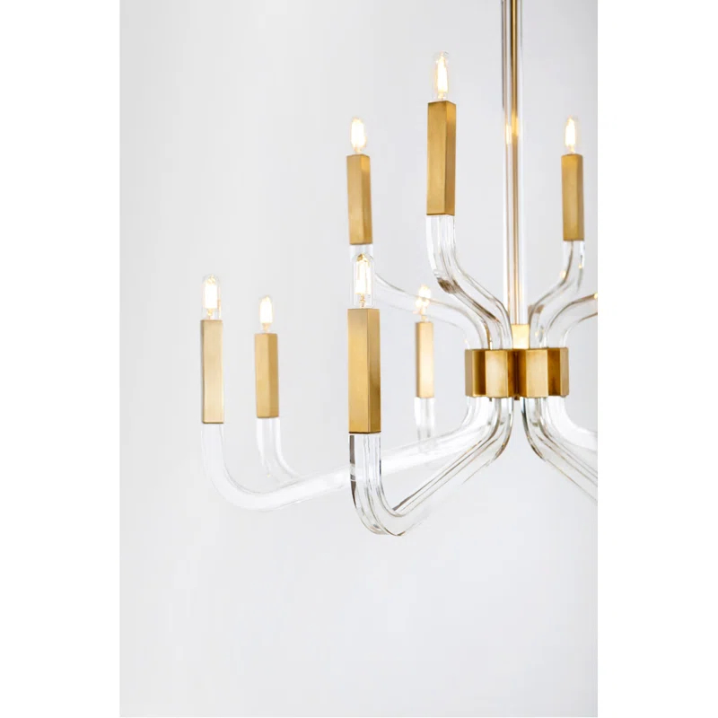 Nickel Crystal Candle 12-Light Chandelier