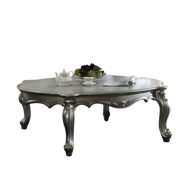 47 Antique Platinum Wood Poly Resin Coffee Table