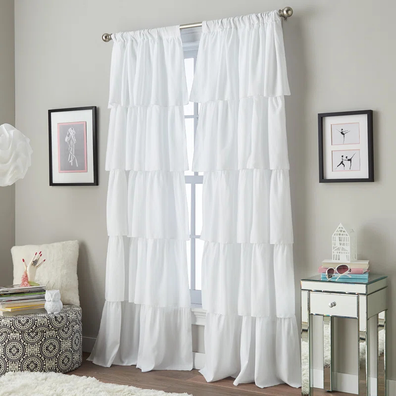 Red Barrel Studio® Flounced Solid Color Semi-Sheer Rod Pocket Single Curtain Panel