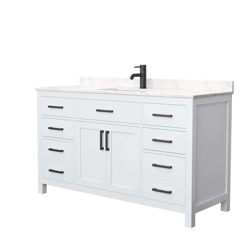 Beckett 60" Freestanding Single Bathroom Vanity with Cultured Marble Top