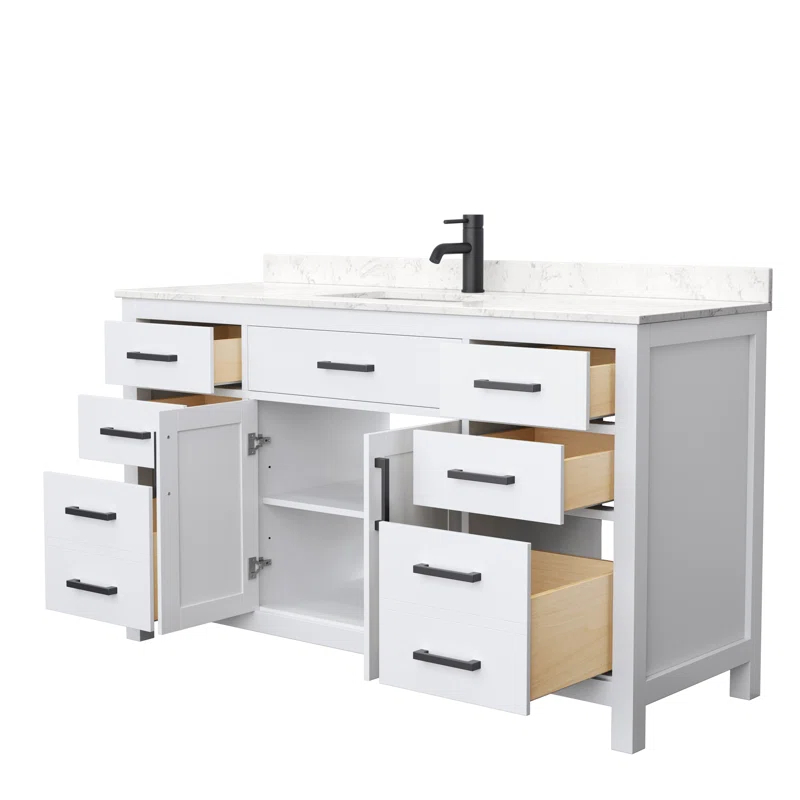 Beckett 60" Freestanding Single Bathroom Vanity with Cultured Marble Top