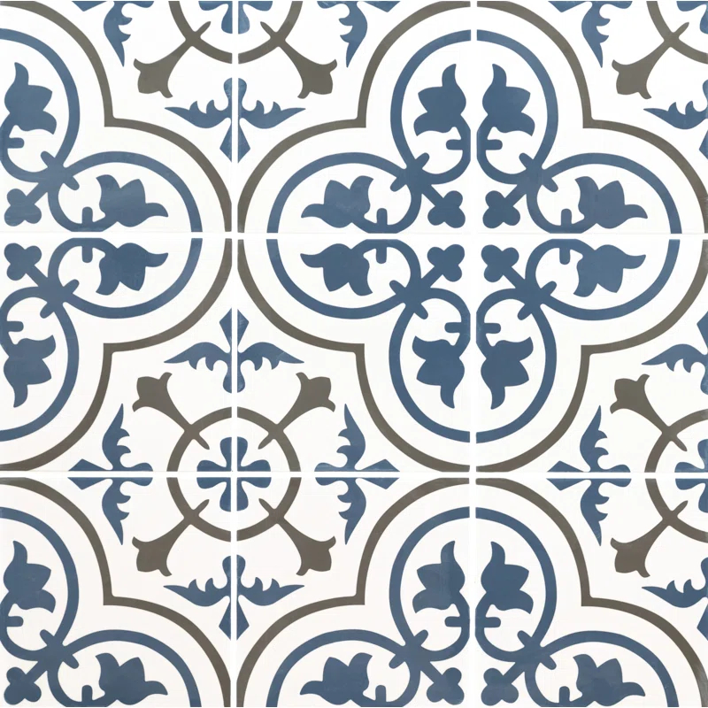 Amara 8" x 8" Encaustic Look Matte Porcelain Floor & Wall Tile