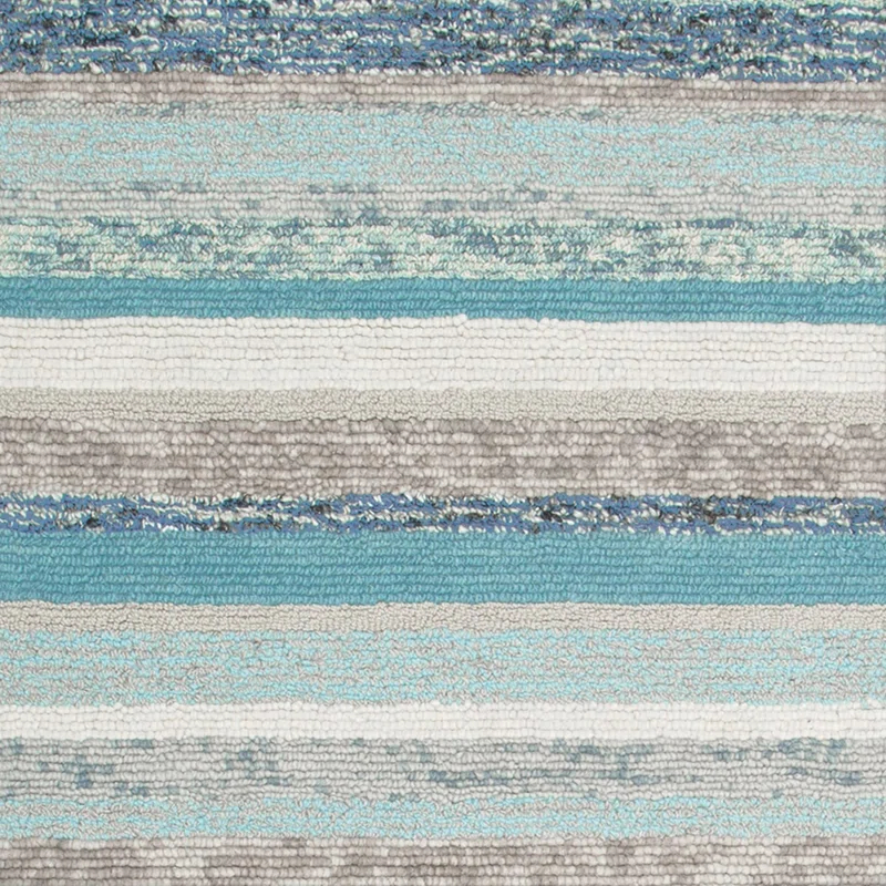 Fairfield Striped Handmade Tufted Blue/White/Brown Area Rug