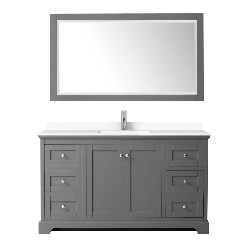 Wyndham Collection Avery 60'' Single Bathroom Vanity with Marble Top with Mirror
