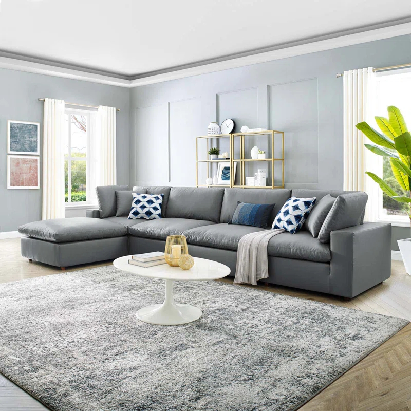 Modway Modway Commix Down Filled Overstuffed Vegan Leather 5-Piece Sectional Sofa