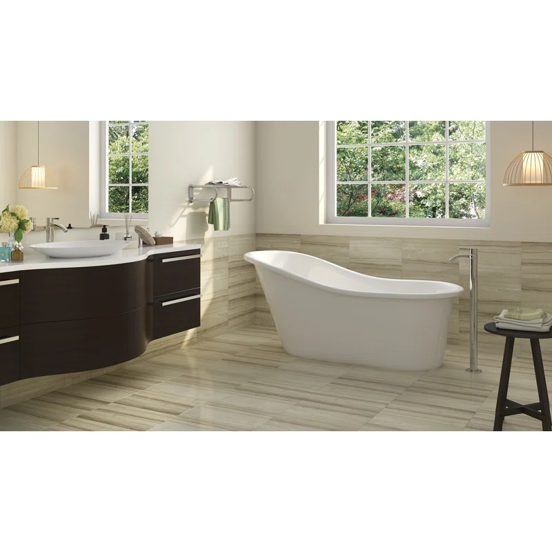 Glass 60" x 29" Freestanding Soaking Acrylic Bathtub
