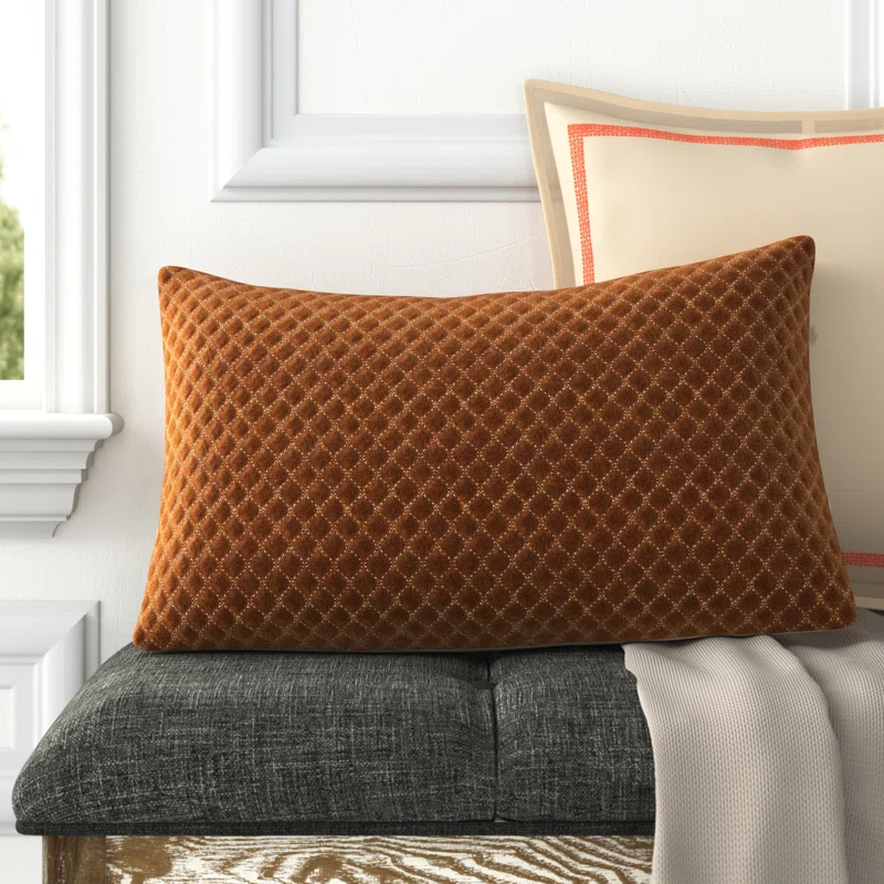 Floretta Embroidered Cotton Lumbar Throw Pillow