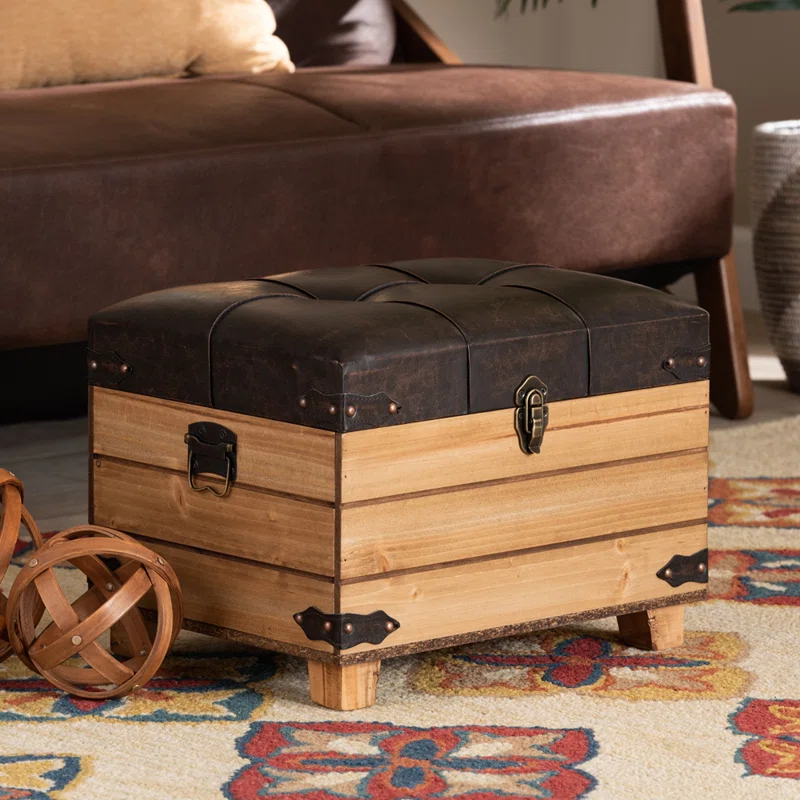 Skyline Decor Edmund Faux Leather Ottoman