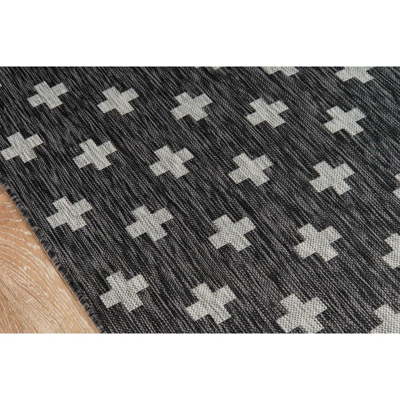 Umbria Striped Charcoal Indoor / Outdoor Area Rug