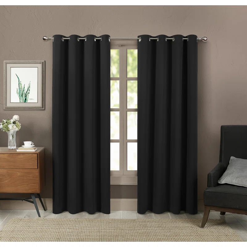 Saro Essential Blackout Curtain Collection Polyester Blackout Pair (Set of 2)