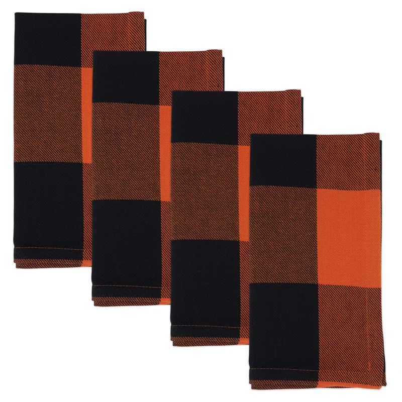 Saro Harvest Buffalo Plaid Collection 100% Cotton Plaid Square Napkin (Set of 4)
