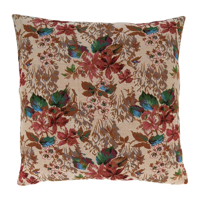 Saro Gertrude Collection Floral Reversible Pillow Cover