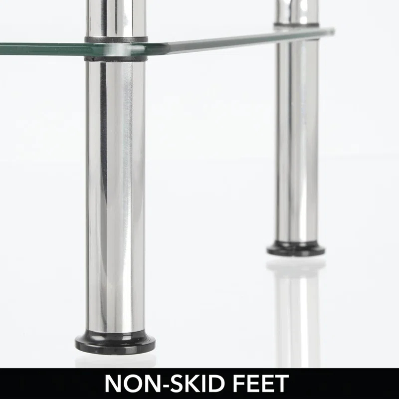 mDesign mDesign Metal/Glass Tiered Storage Tower with Open Glass Shelves