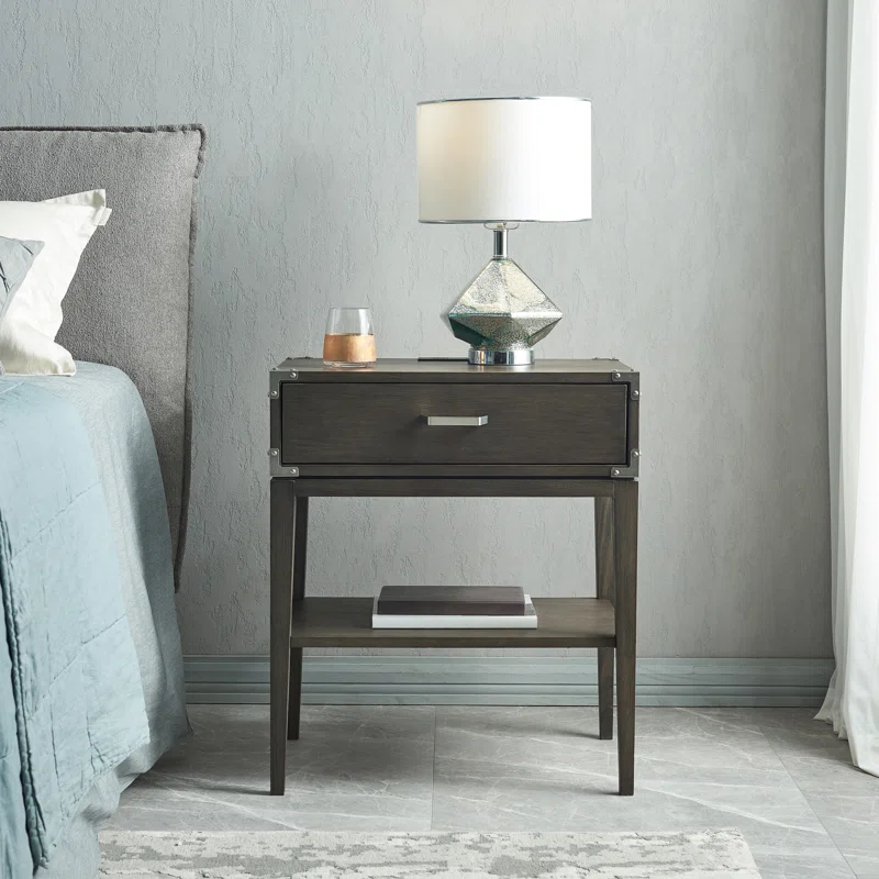 Red Barrel Studio® Beckett Solid + Manufactured Wood Side Table in Anthracite & Reviews | Wayfair