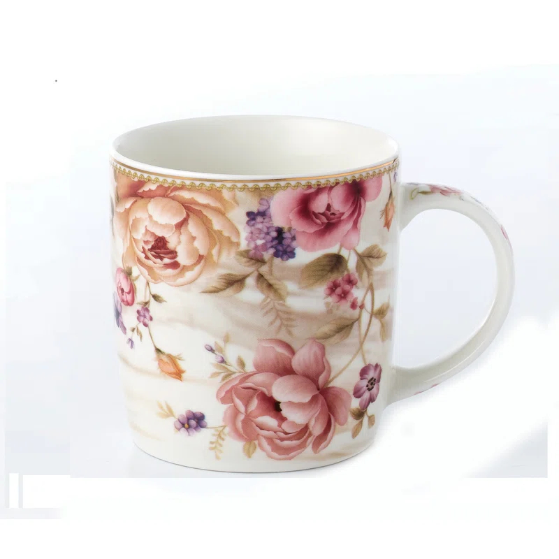 Lorren Home Trends Floral Coffee Mug (Set of 4)