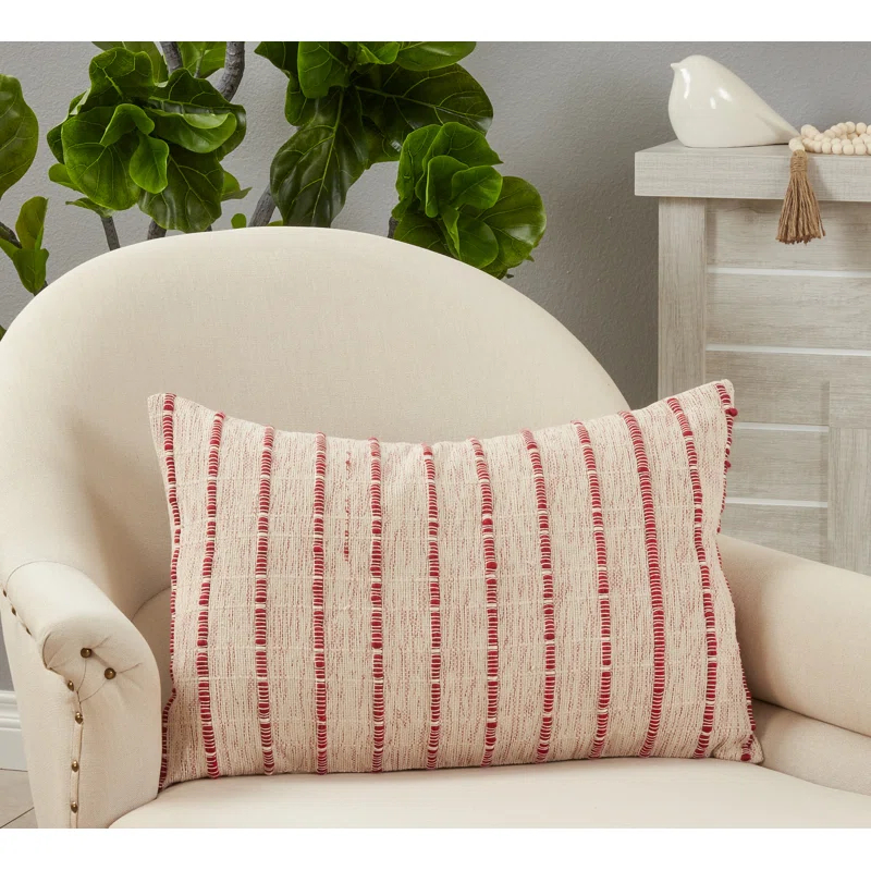 Saro Coralee Collection Striped Cotton Pillow Cover