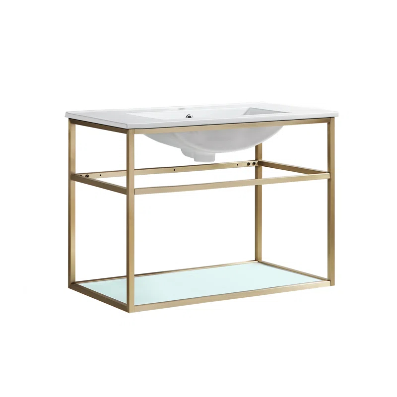 Pierre 30 Single, Open Shelf, Metal Frame Bathroom Vanity