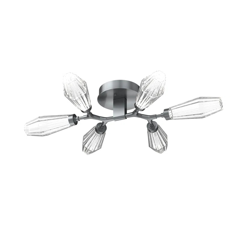 Modern Silver Glass 6-Light LED Drum Flush Mount